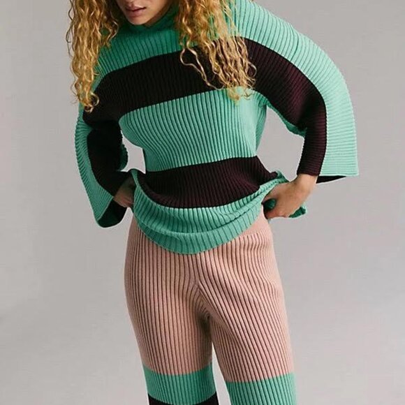 FREE PEOPLE WOMEN'S Kami Sweater Set mint julip Size Small NEW - Picture 2 of 14